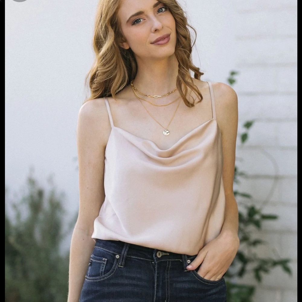 Morning Lavender - Naya Peach Cowl Neck Body Suit - Size Medium